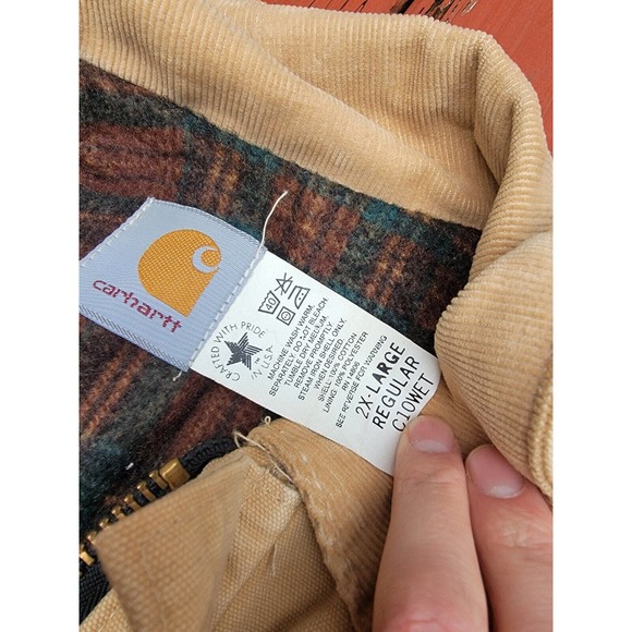 VINTAGE CARHARTT C10 PLAID BLANKET LINED SHORT COAT SIZE XXL UNION MADE IN USA - Picture 5 of 10
